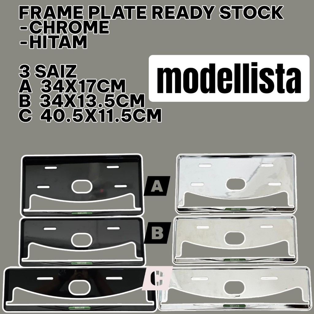 modellista logo frame plate chrome petak pendek panjang | Shopee Malaysia