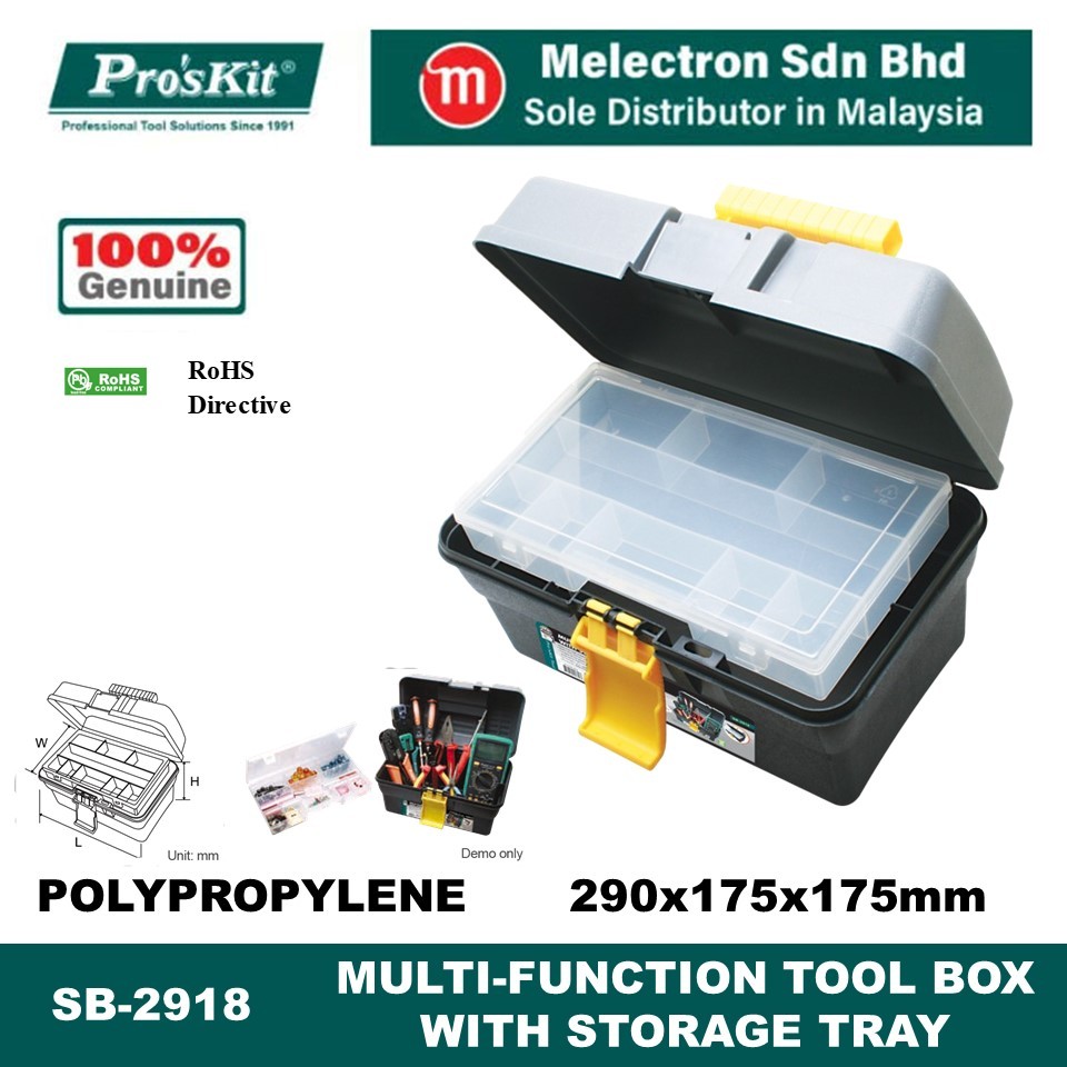 Pro'sKit SB-2918 Multi-Function Tool Box With Removable Storage Tray ...