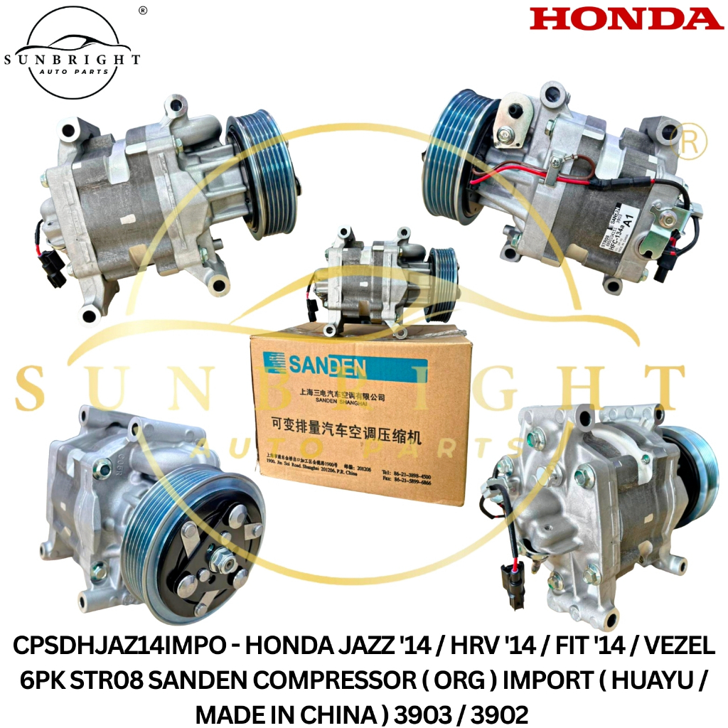 HONDA JAZZ '14 / HRV '14 / FIT '14 / VEZEL 6PK STR08 SANDEN COMPRESSOR ...