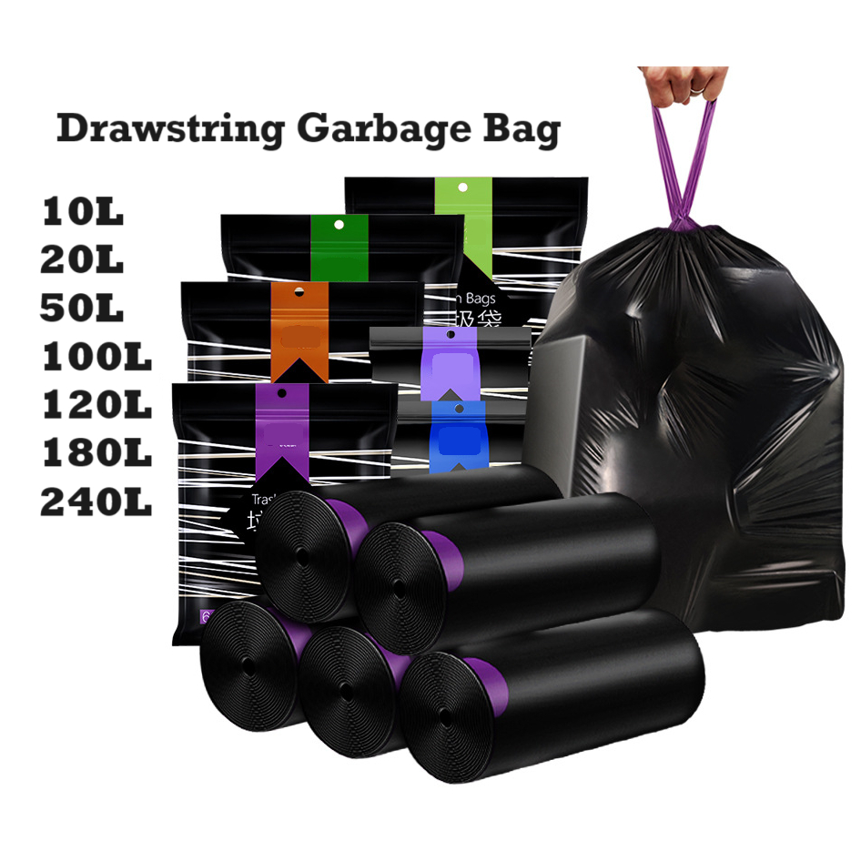 Drawstring Disposable Garbage Bag Strong Trash Bag Beg Sampah Plastik ...