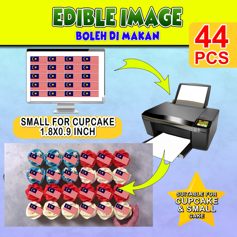 Printing EI Bendera Hari Merdeka Cupcake Edible Image Print Cake Photo ...