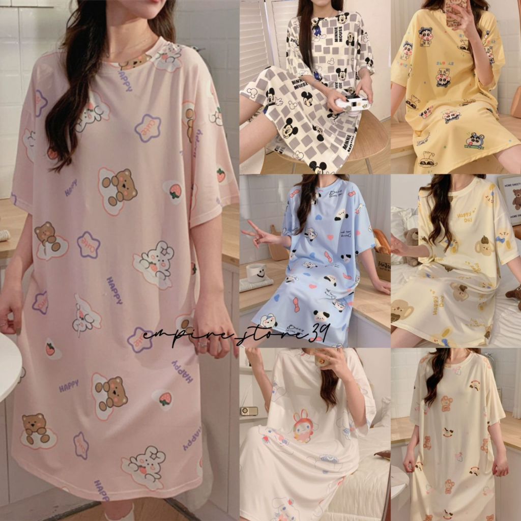 Plus size pajamas short-sleeved nightdress female summer medium plus ...