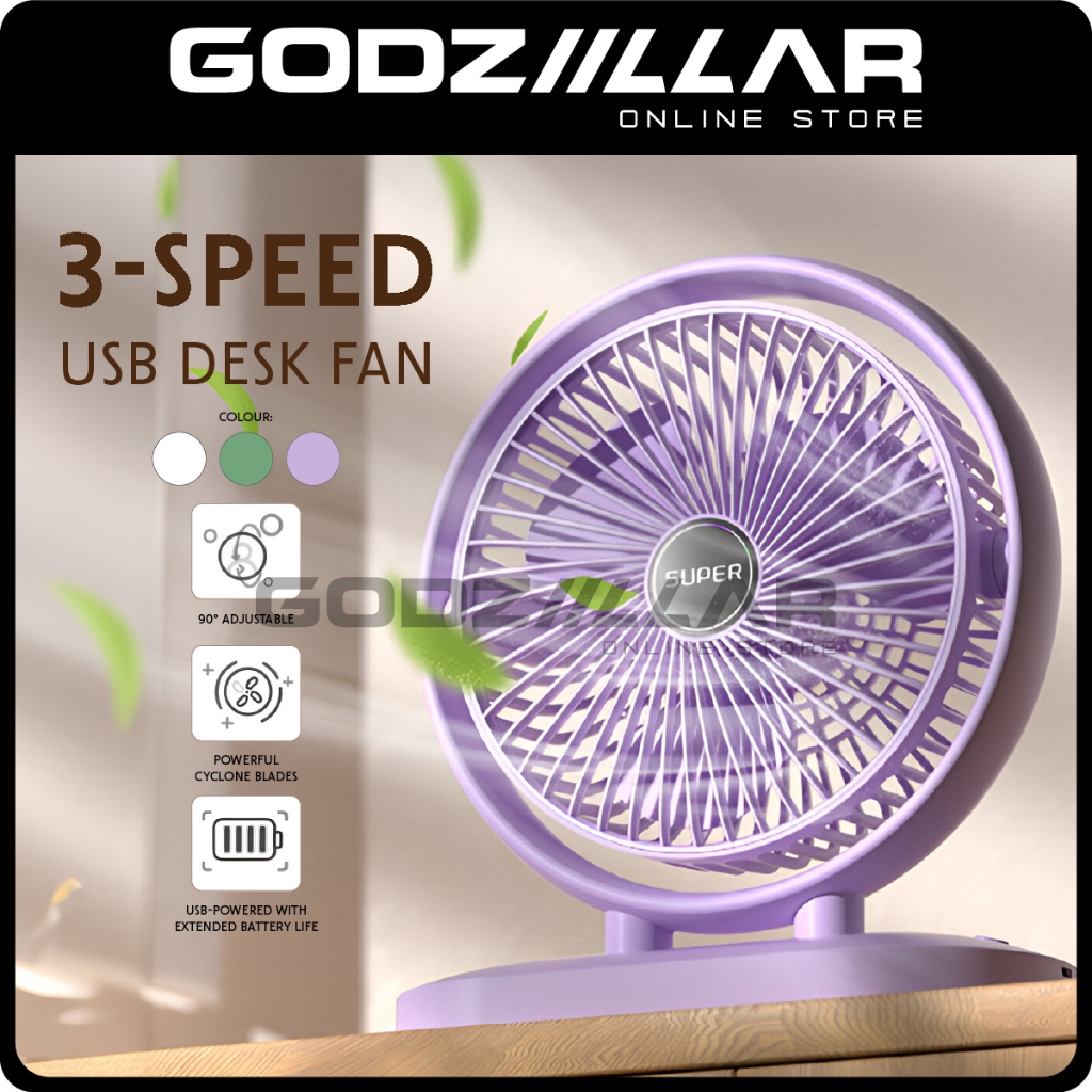 (90°) Desk Fan Adjustable Rotation Table Fan With 3-Speed Modes ...