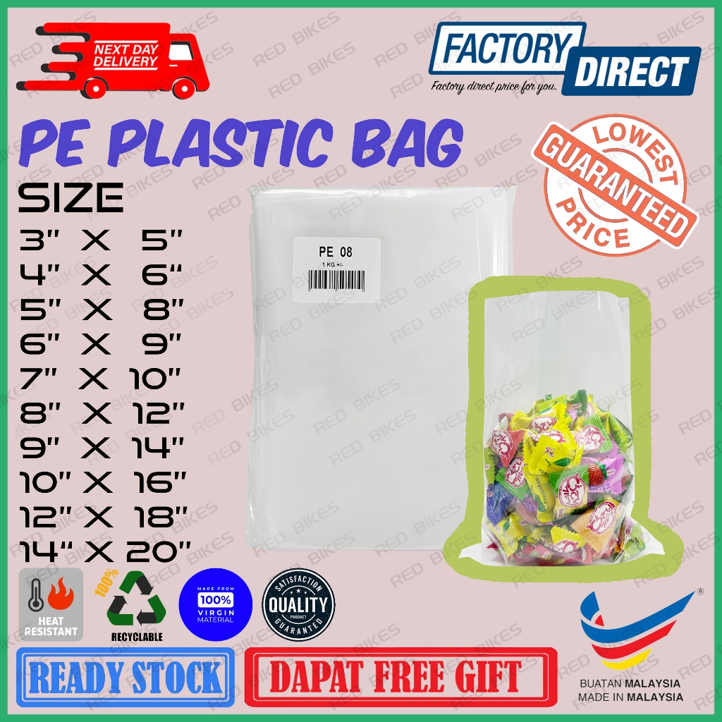 PE Plastic Bag 1kg± LDPE Bag Plastik Beg PE Food Packaging / Frozen ...