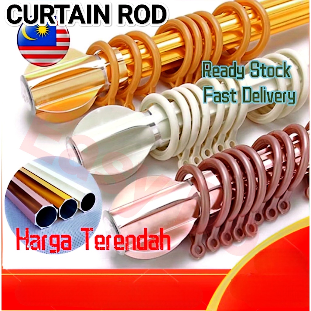 CURTAIN ROD Aksesori Besi Langsir - Tapak & Gelang / Ikea Compatible ...