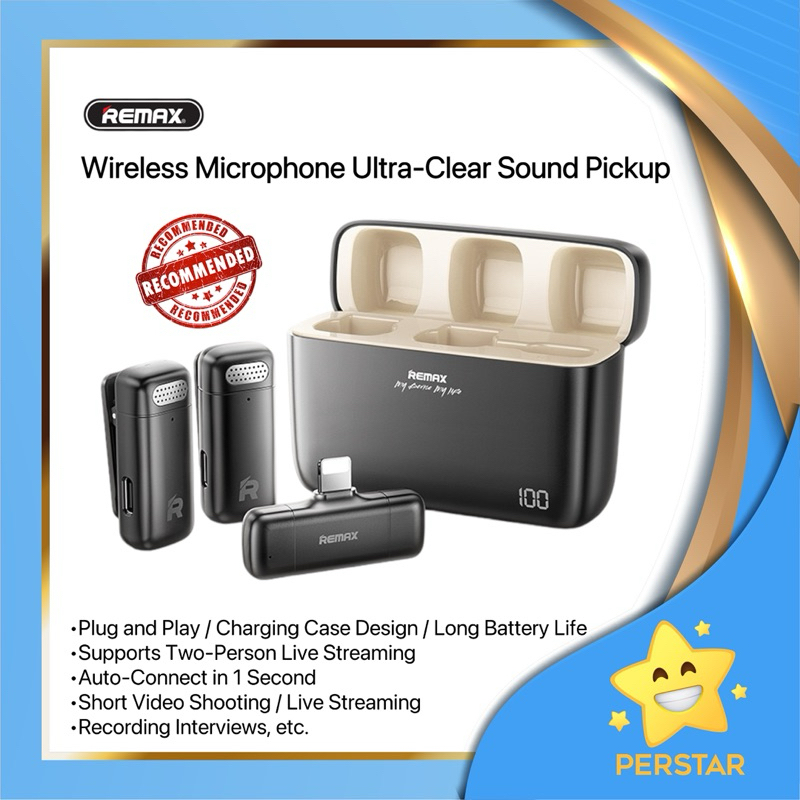 REMAX K15 iPH/Type-C Wireless Microphone 2 in 1 - plug & play,auto ...