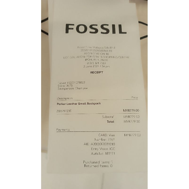 second hand fossil bag