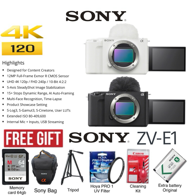 (SONY MALAYSIA WARRANTY)SONY ZV-E1 28-60MM FULL FRAME UHD 4K 120FPS ...