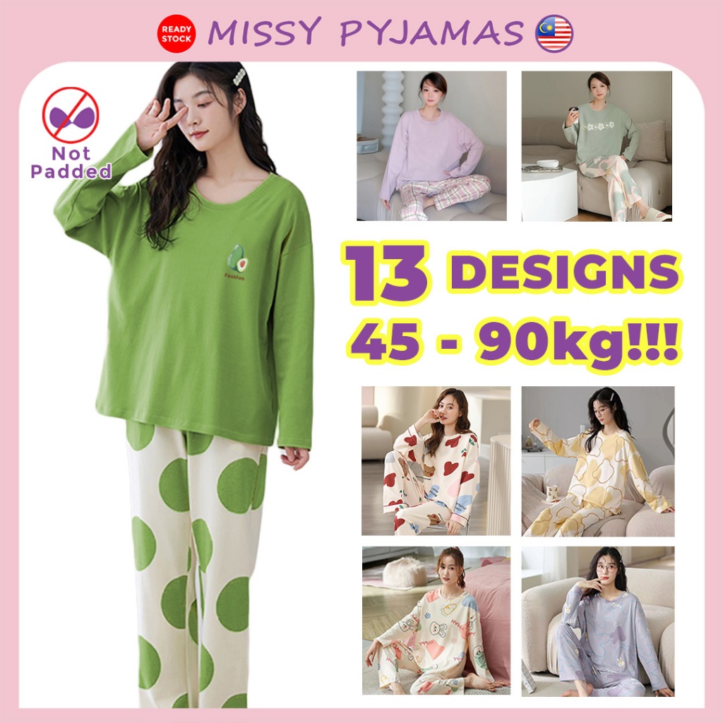 Missy Pyjamas Baju Tidor Pyjamas Women Sleepwear Long Sleeve Long Pants ...