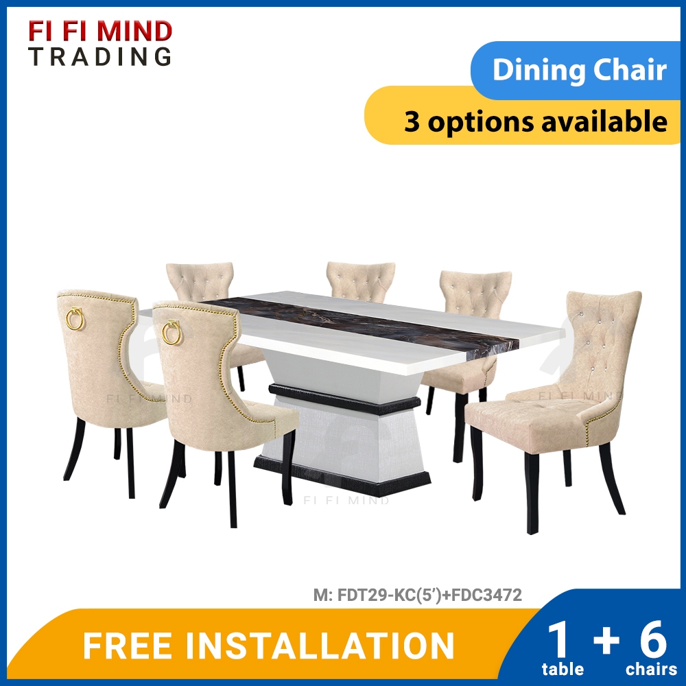 Heimerich Marble Dining Set/ Marble Dining Table/ Meja Makan 6 Kerusi ...