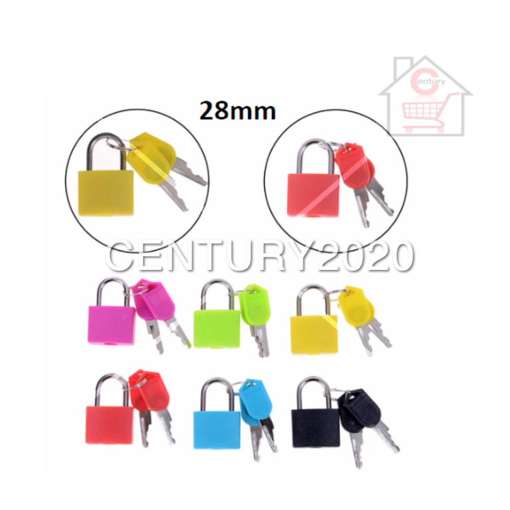 Neon Colored Padlock Plastic Coated 28mm Brass Luggage Alloy Pad Lock ...