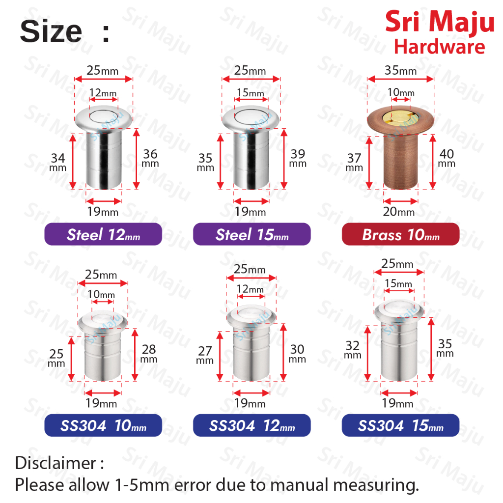 MAJU SS Dust Socket Dust Prevent Excluding Floor Socket for Door Flush ...