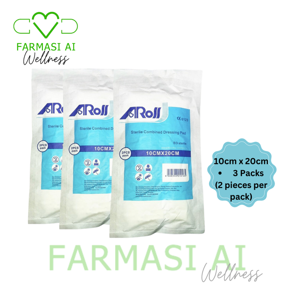 Aross / Prime Sterile Combined Dressing Pad 10cm x 20cm [2 pcs x 3 ...