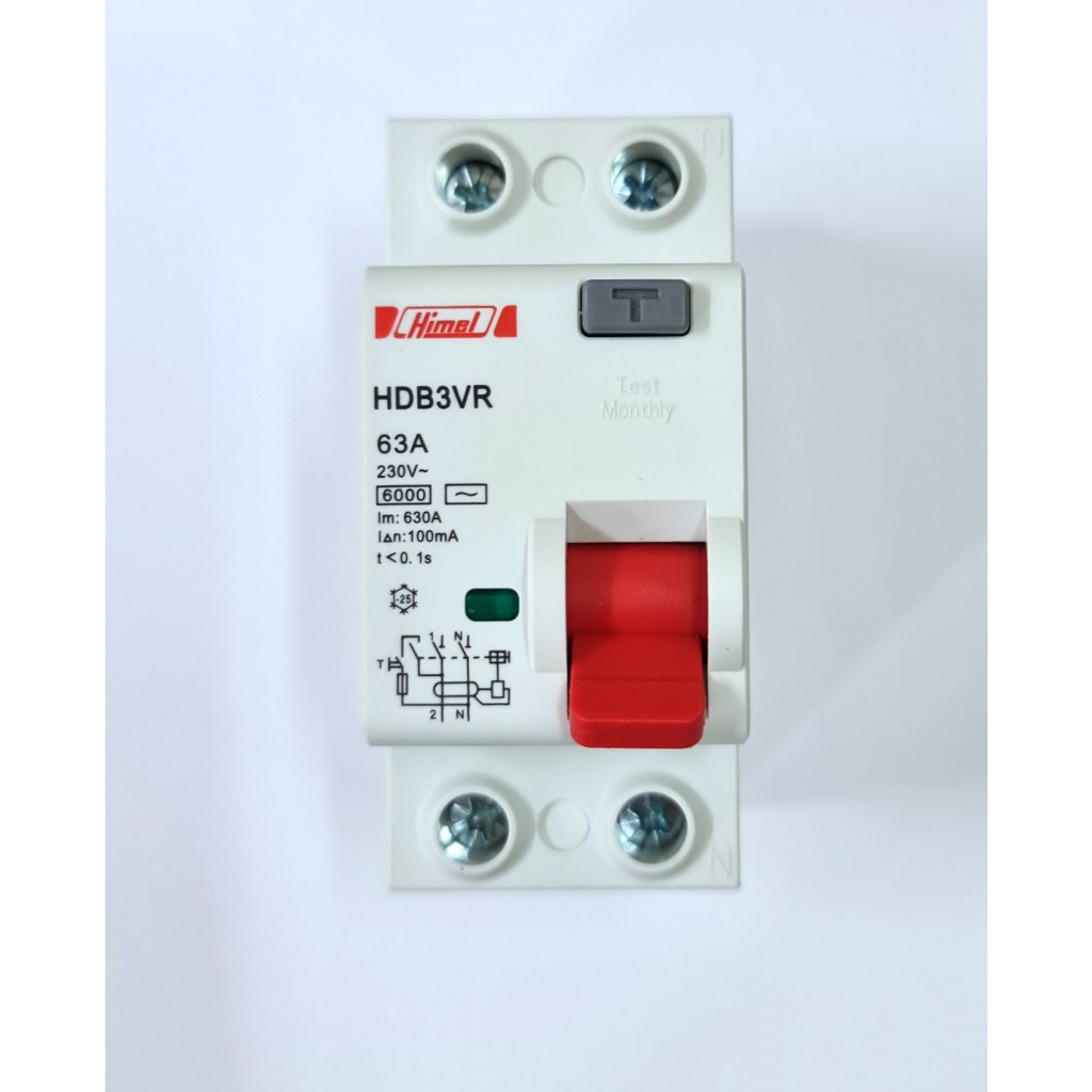 Himel HDB3VR RCCB/ELCB 63A 2P 100mA (0.1A) | Shopee Malaysia