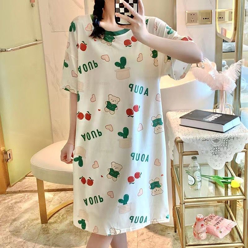 Women Pyjamas Dress one piece dress pajamas baju tidur perempuan baju perempuan Nightwear night wear t shirt Shopee Malaysia