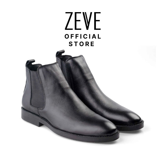 Zeve Chelsea Boots - Black Polished Leather (Crepe Sole) | Shopee Malaysia