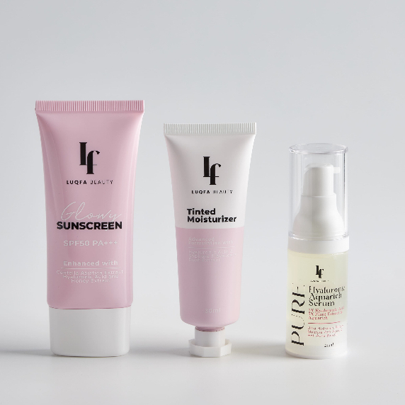 LUQFA GLOWING SKIN SET (TMOISTURISER,SUNSCREEN,SERUM) | Shopee Malaysia