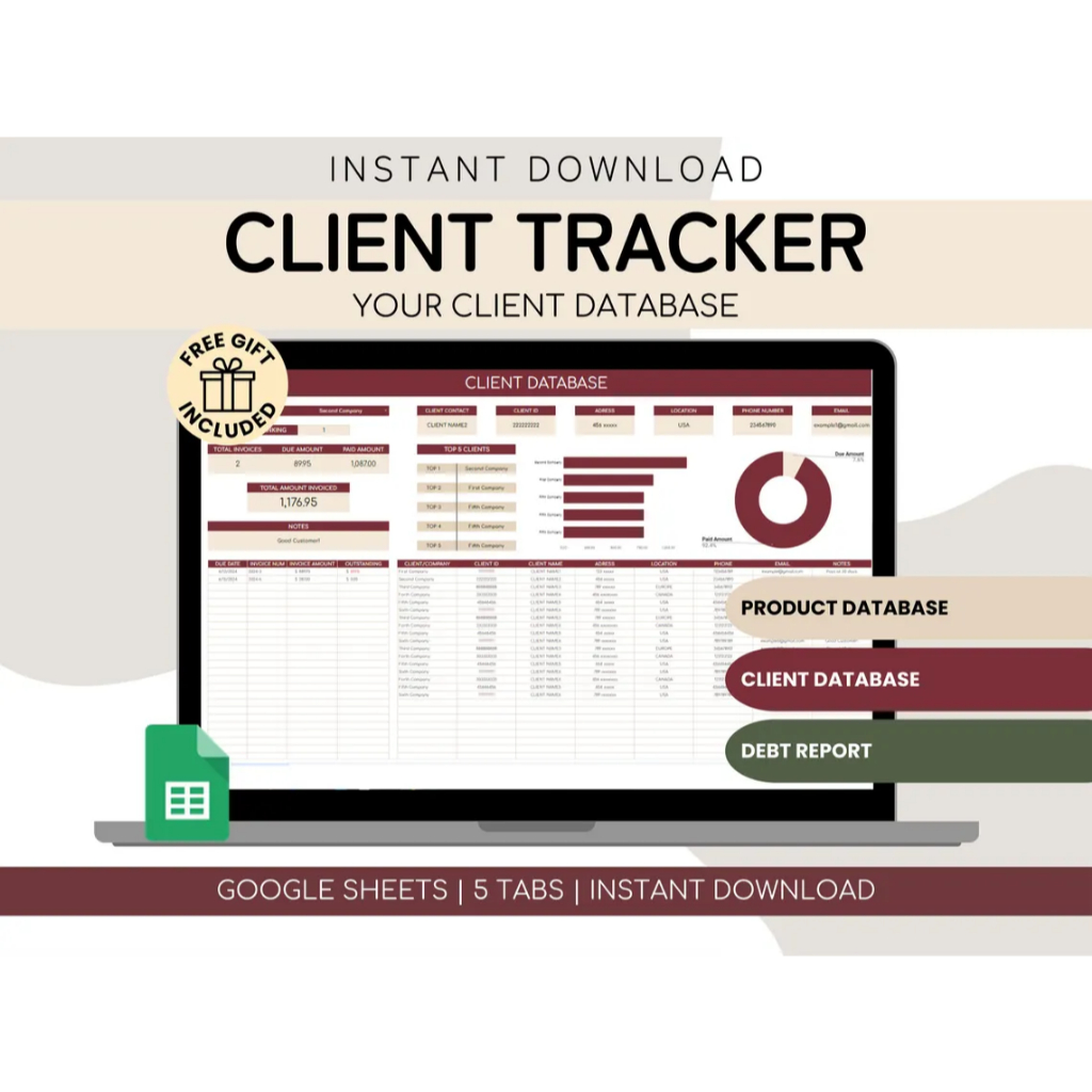 Client Tracker Google Sheets Small Business Spreadsheet Customer ...