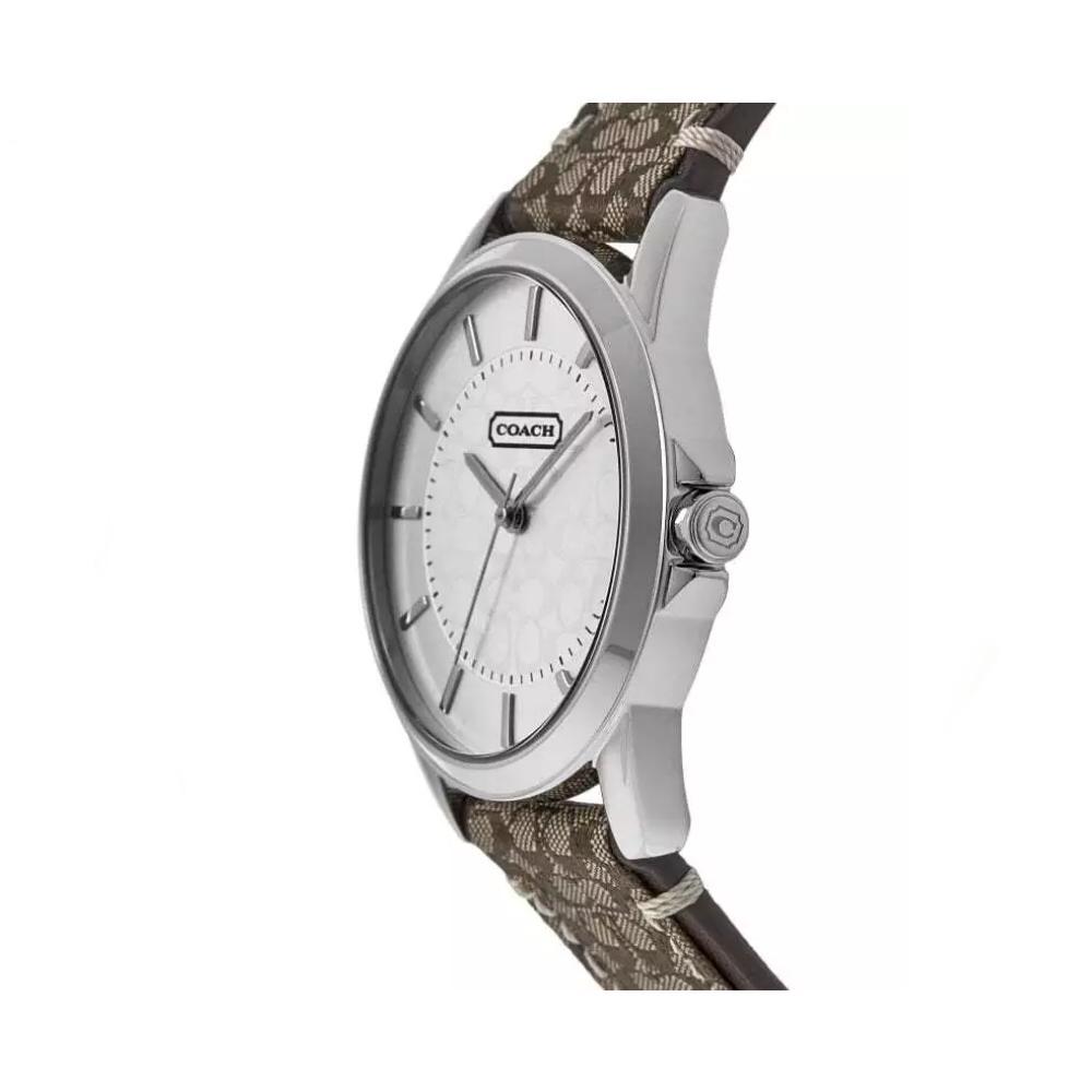 New Coach Classic Signature Silver Dial Fabric Strap Women display picture 1