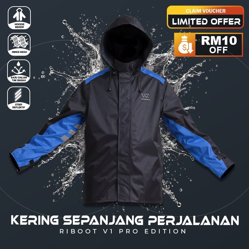 BAJU HUJAN WINDRUNNER RAINCOAT DIUJI AIR TERJUN, TEKANAN AIR BOMBA
