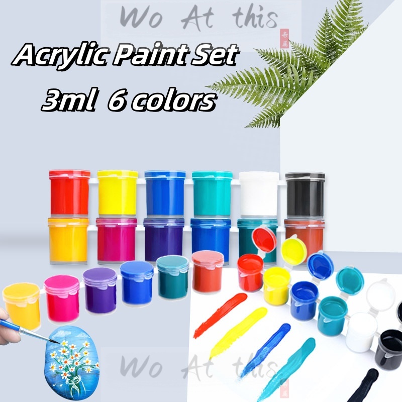 6 in 1 Non Toxic Acrylic Paint Set 3ml Waterproof Ceramic DIY Shoe ...