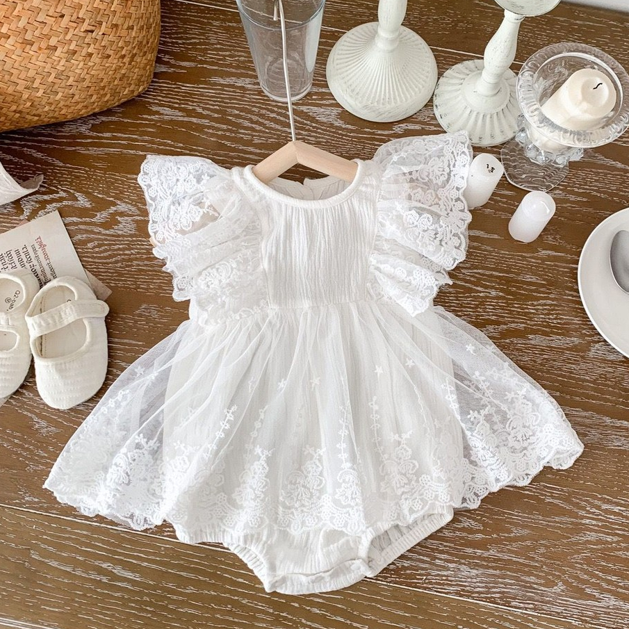 Sweetberry Baby🍒Baby Girls Romper Dress Baby Girl Lace Sleeveless ...