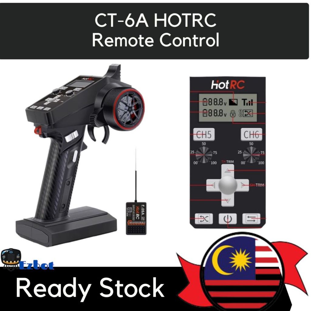 Ready Stock HOTRC CT-6A 2.4GHz 6CH Transmitter Remote With Receiver For ...