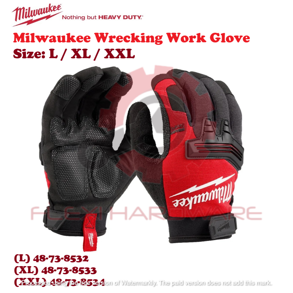 Milwaukee Wrecking Demolition Work Gloves – (L)48-73-8532 (XL)48-73 ...