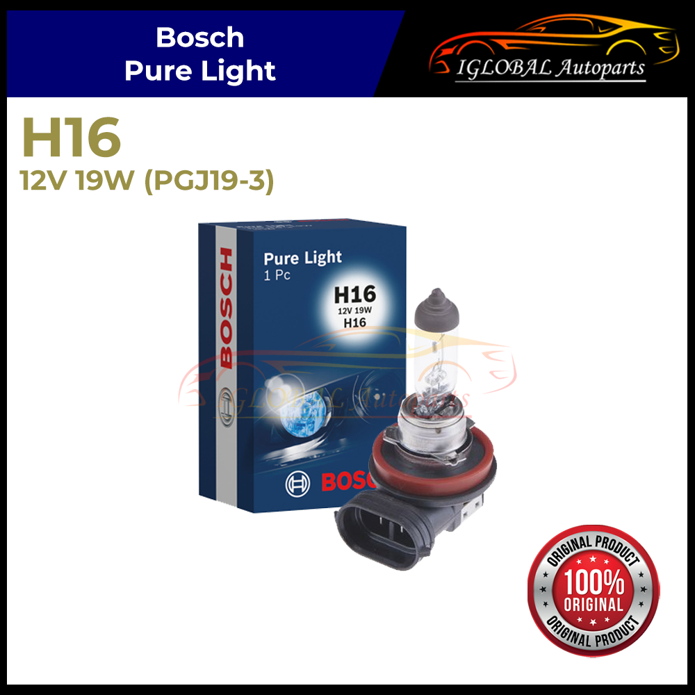 Bosch Pure Light H16 12V 19W (PGJ19-3) Front Fog Light Halogen Light ...
