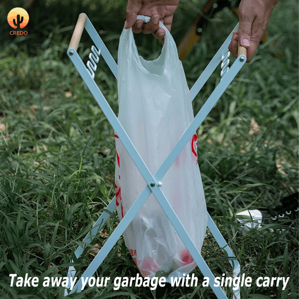 Garbage Frame Rack Rubbish Wood Steel Organizer Storage Camping Trash ...