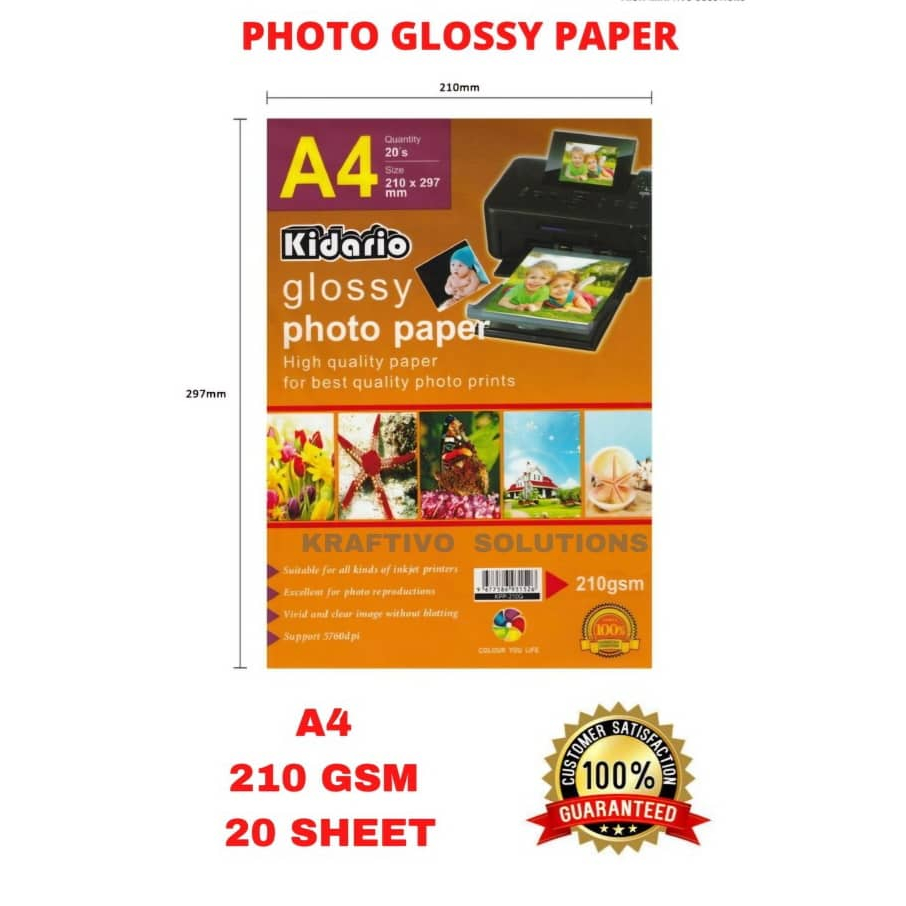 Kidario A3 Size Glossy Photo Paper 210g (20pcs) | Shopee Malaysia