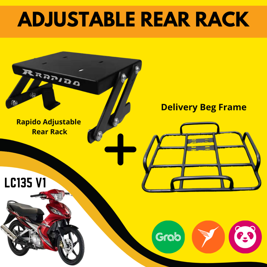 [READY STOCK] LC135 V1 RAPIDO ADJUSTABLE REAR RACK WITH DELIVERY ...