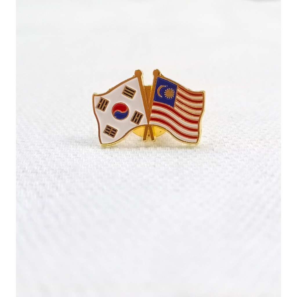 Korea-Malaysia Gold Collar Pin KOR-MY Flag Brooches | Shopee Malaysia