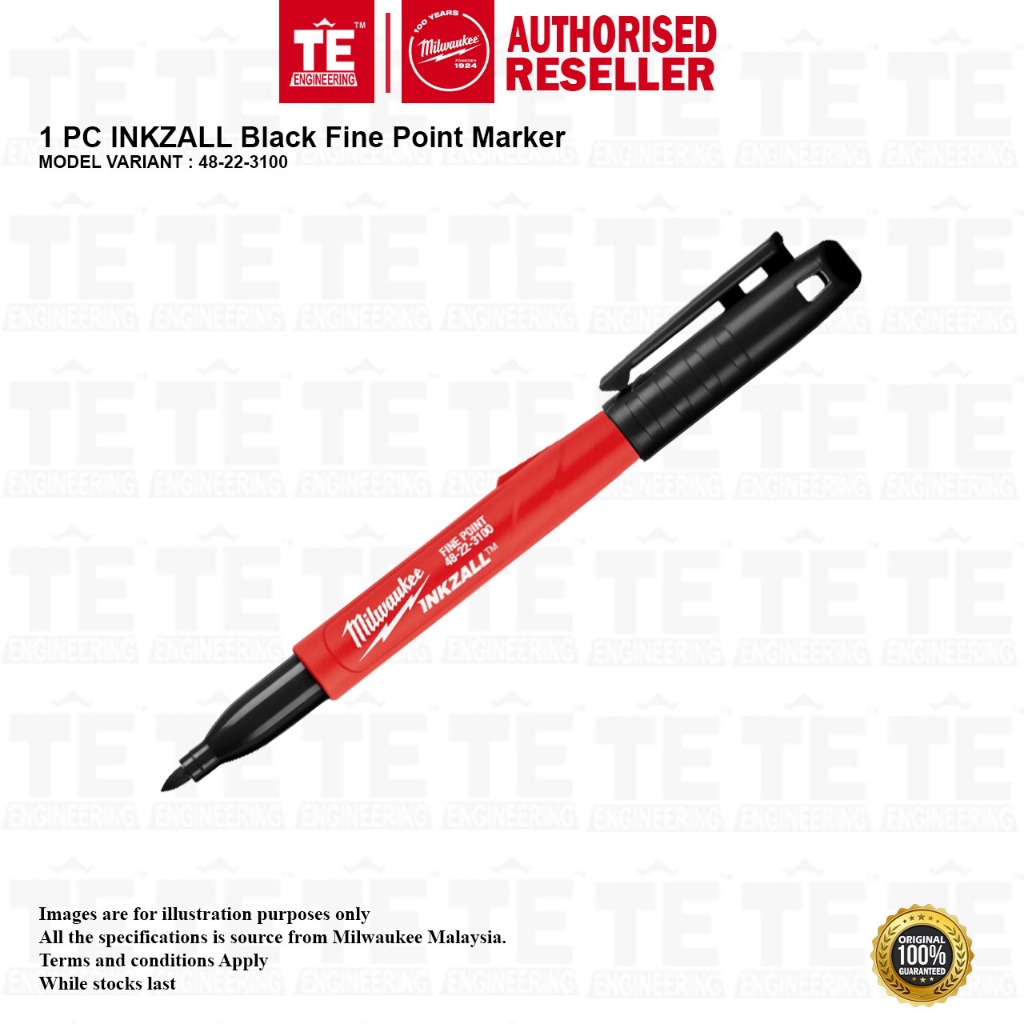 MILWAUKEE INKZALL Black Fine Point Marker ( 48-22-3100 / 48-22-3104 ...