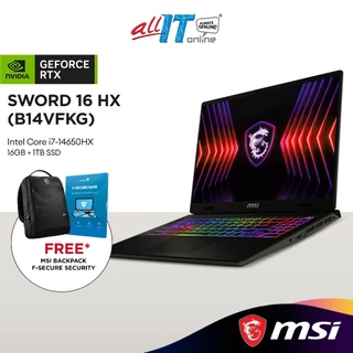 MSI Sword 16 HX B14VFKG-627MY 16" QHD+ 240Hz Gaming Laptop (Intel Core i7-14650HX | 16GB | 1TB SSD | GeForce RTX™ 4060)
