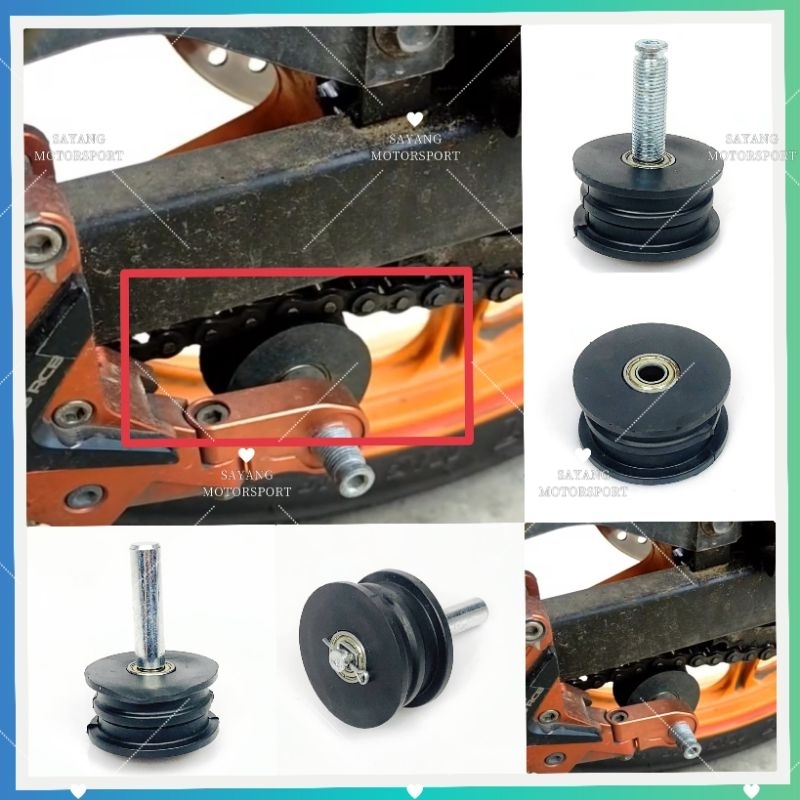 UNIVERSAL MOTORCYCLE CHAIN TENSIONER ROLLER RUBBER GETAH RANTAI MOTO ...