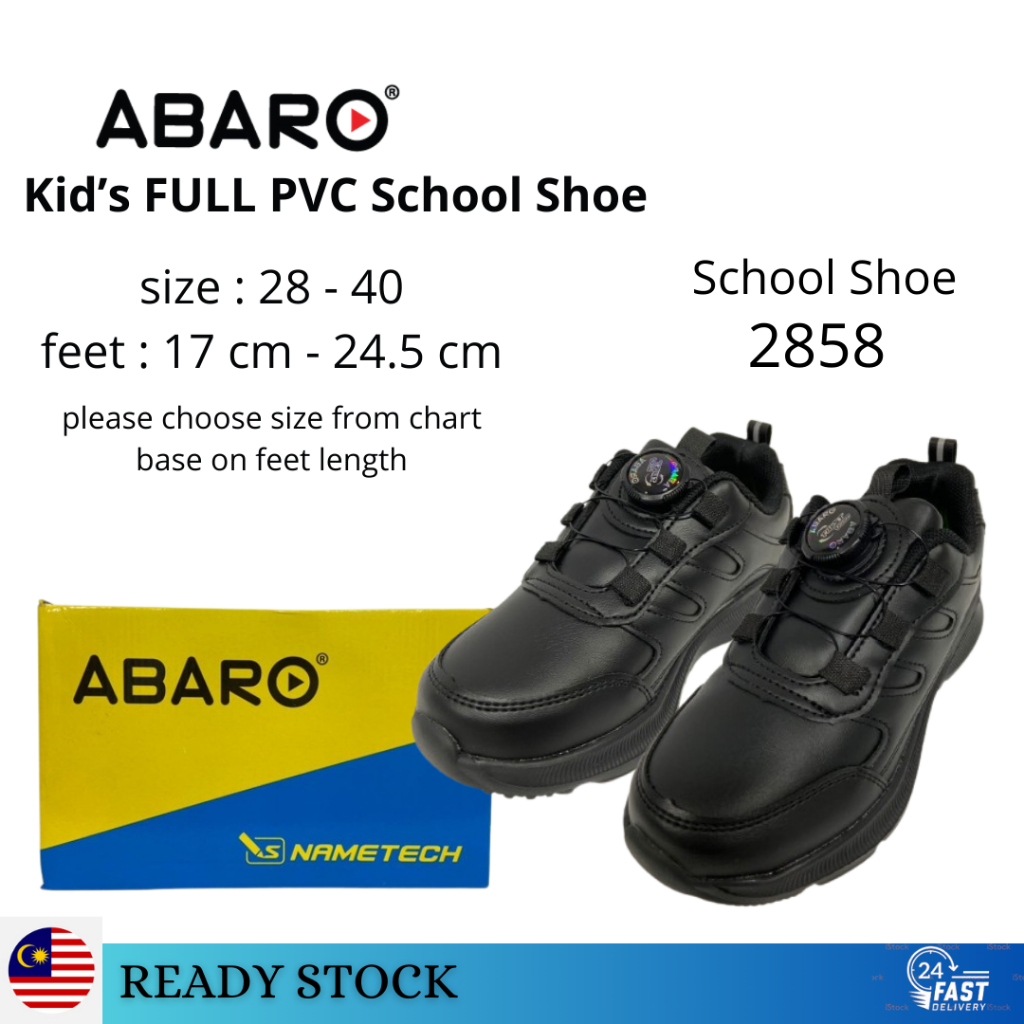 abaro FULL PVC twisted black school shoe 2858 | kasut sekolah ...