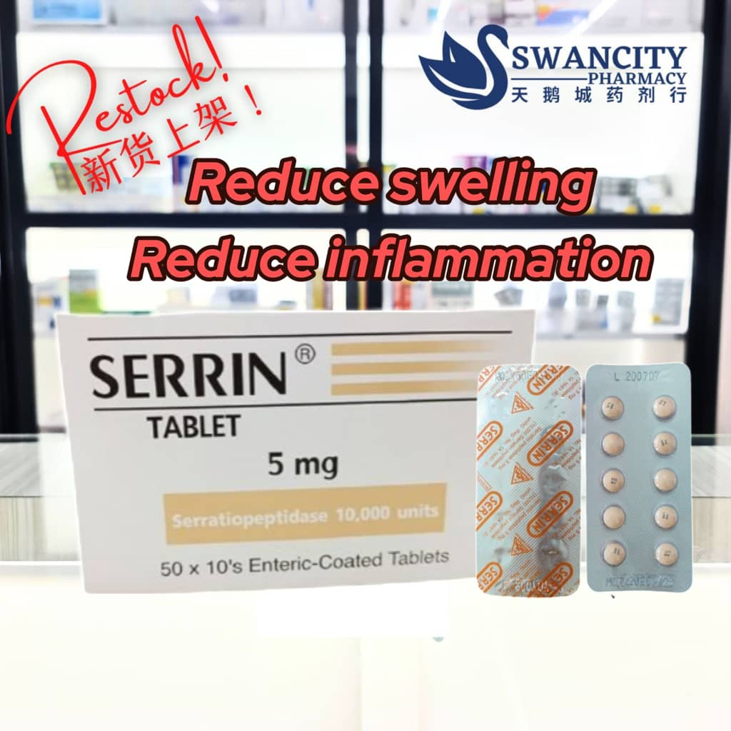 Serrin Tablet 5mg 10's [Strip] [Reduce swelling/inflamation] | Shopee ...