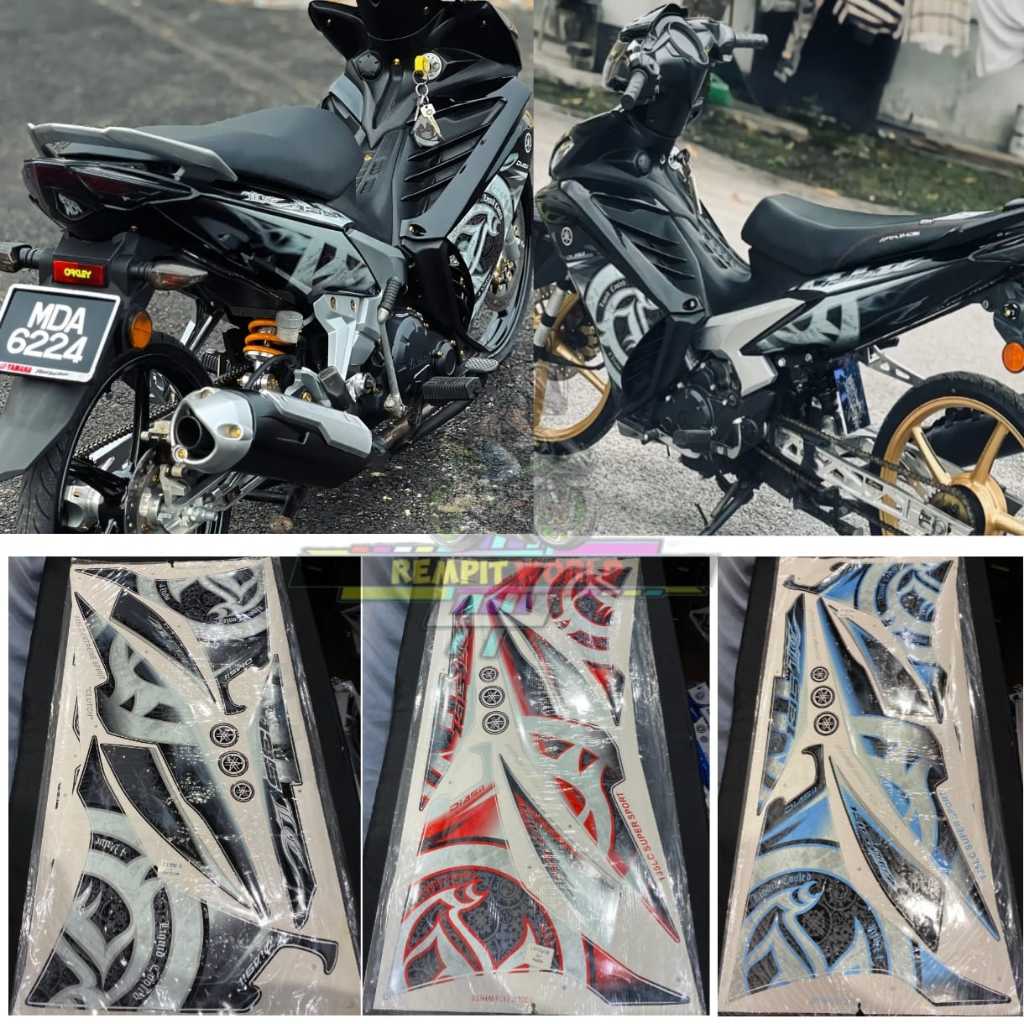 BODY STICKER BODY LC135 V1-V7 BODY STRIPE LC135 BATIK MERAH HITAM BIRU ...