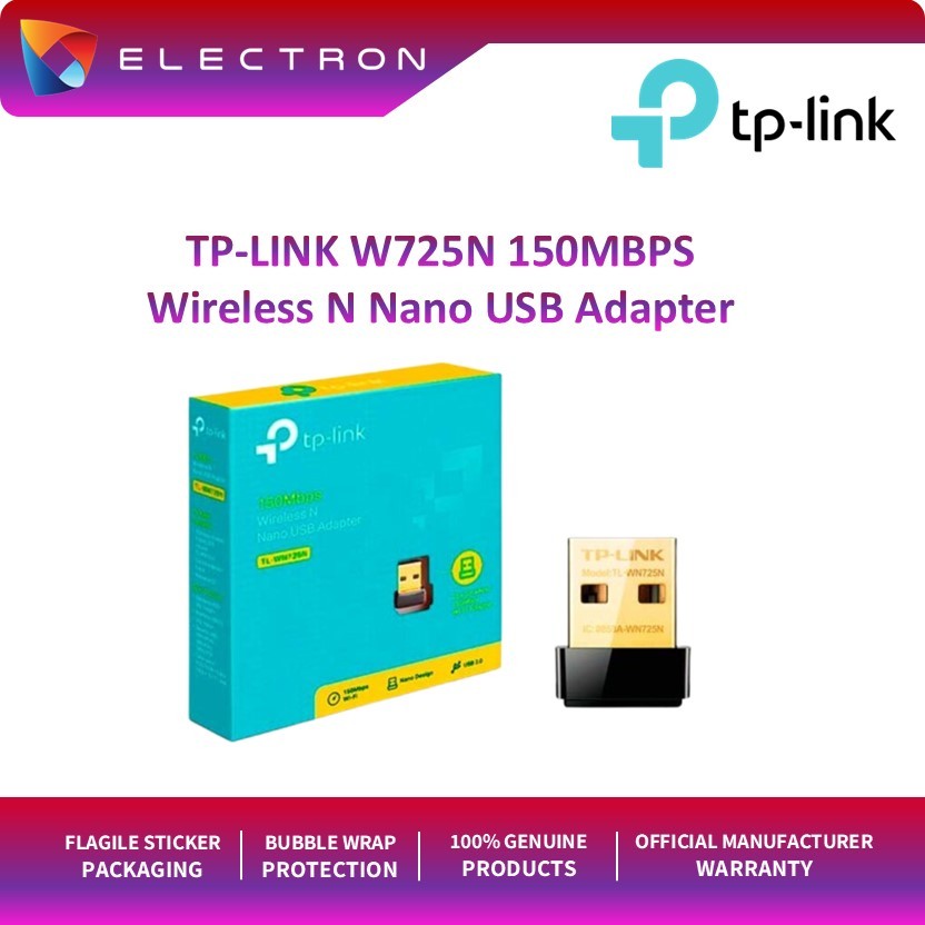 TP LINK 150Mbps Wireless N Nano USB Adapter WN725N (USB 2.0) | Shopee ...