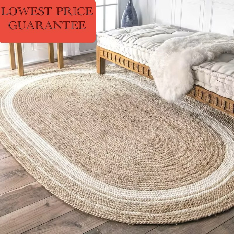 Hand braided Oval shape natural jute rug/carpet[Malaysia stock ...