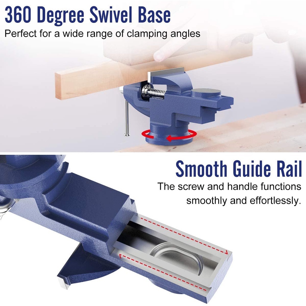 60mm Heavy Duty Swivel Base Bench Vise Clamp Ragum Clamp Bench Table ...