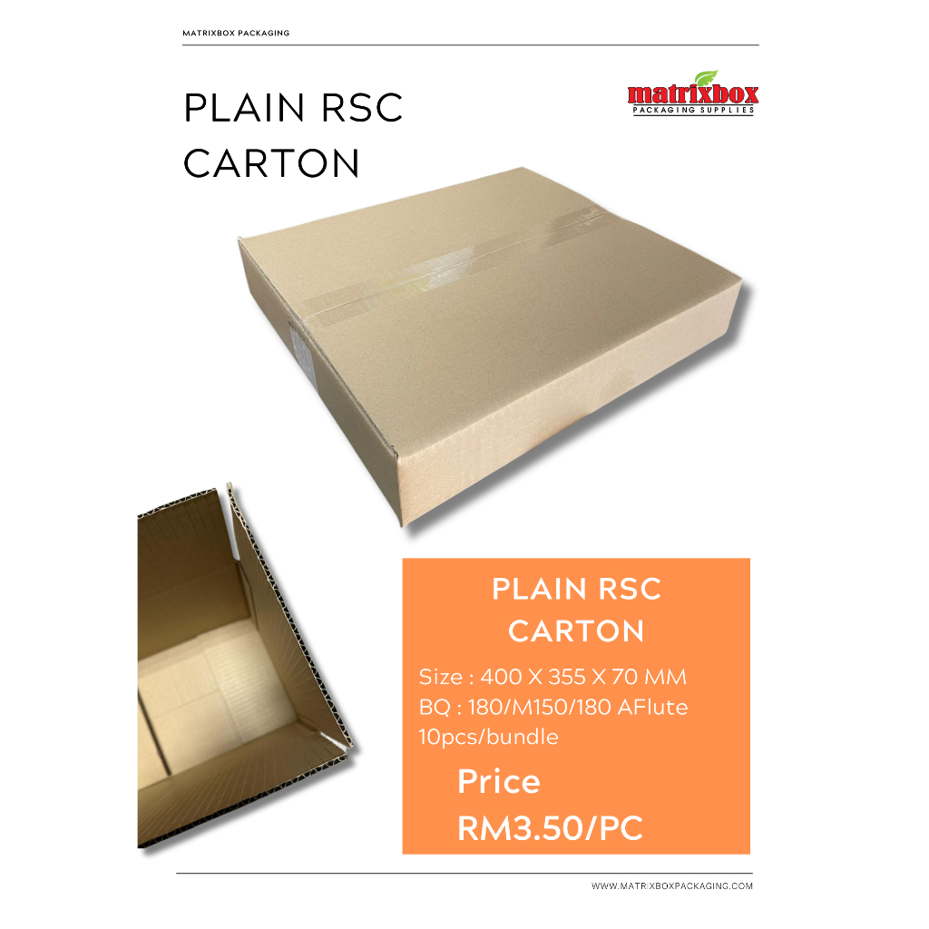 Plain Rsc Carton 400 x 355 x 70 MM Single Layer Aflute 10pcs/pack ...