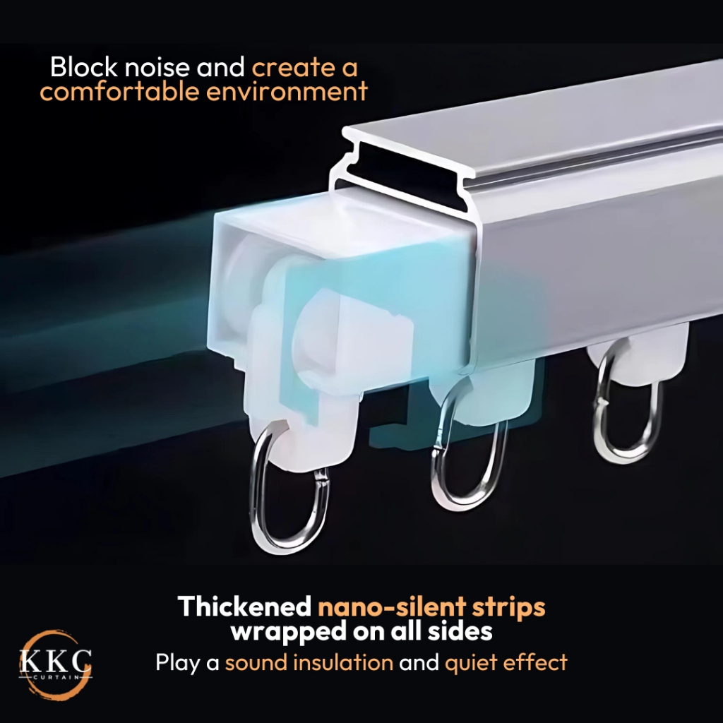 KKC Silent Track DOUBLE Aluminium Curtain Rail/Rail Langsir Premium ...