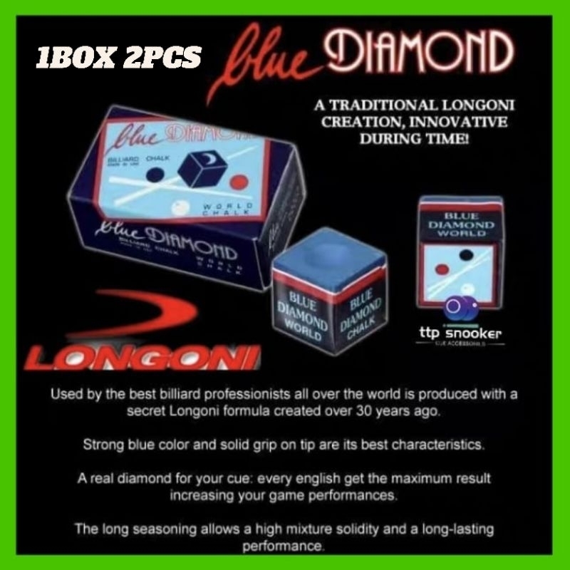 Blue diamond billiard chalk by LONGONI 2pcs box | Shopee Malaysia