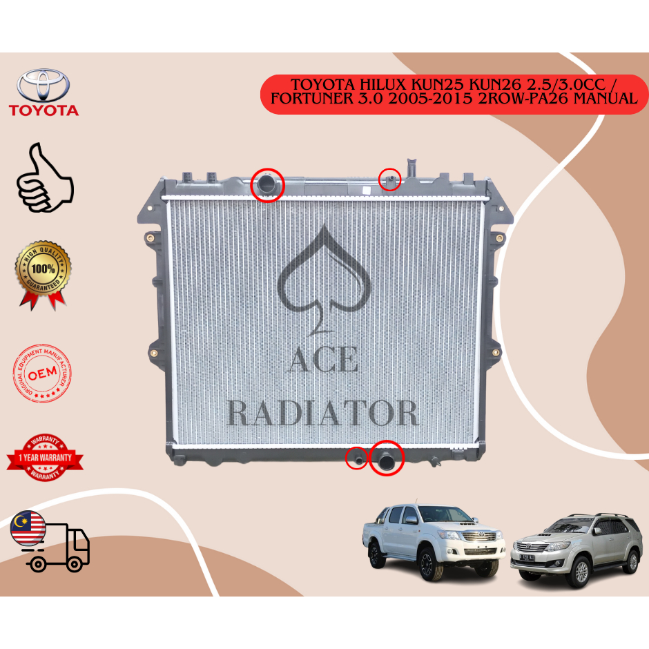 TOYOTA HILUX KUN25 KUN26 2.5/3.0CC / FORTUNER 3.0CC MANUAL 2005-2015 ...
