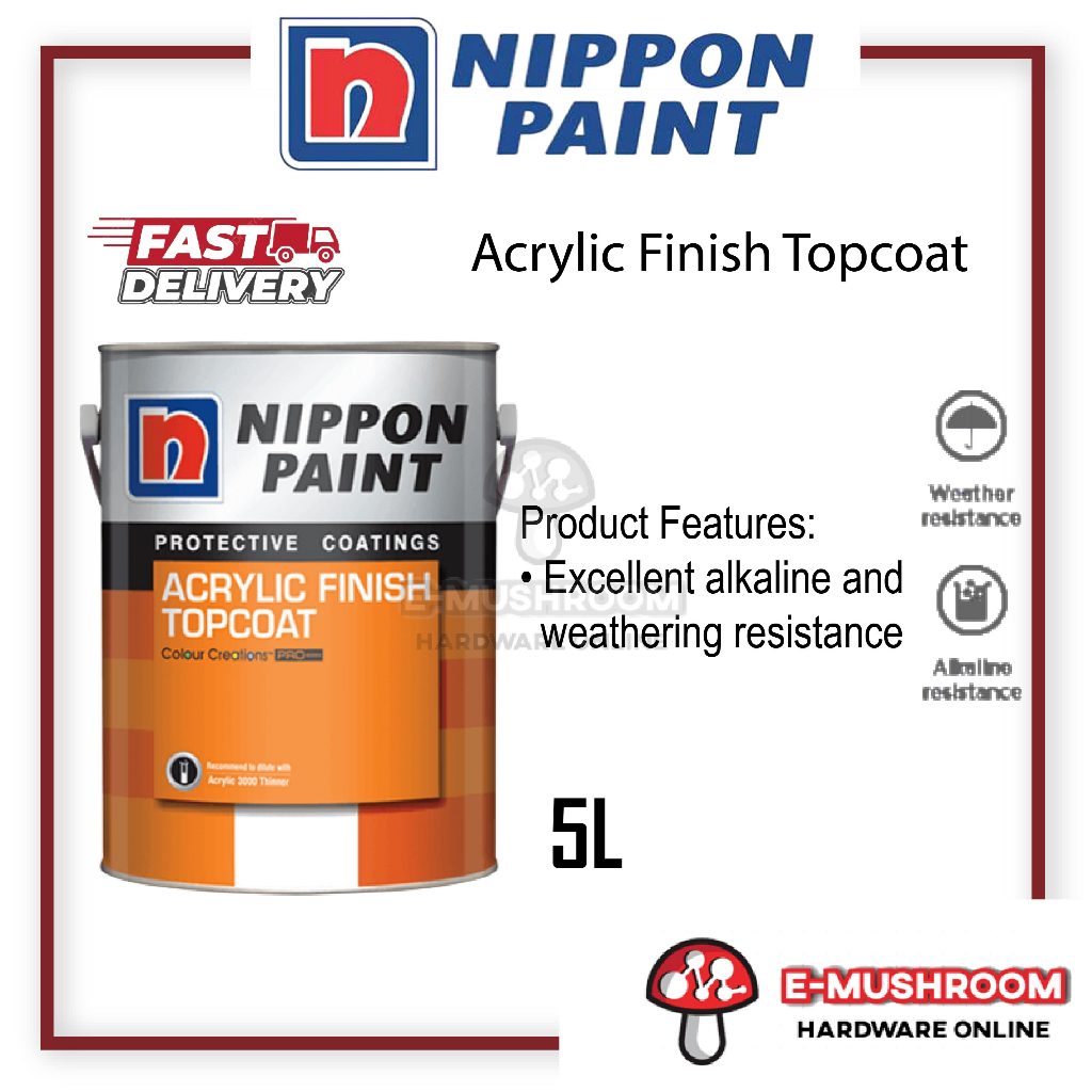 5L Nippon Paint ATC Acrylic Finish Topcoat (Gloss / Soft Matt) | Shopee ...