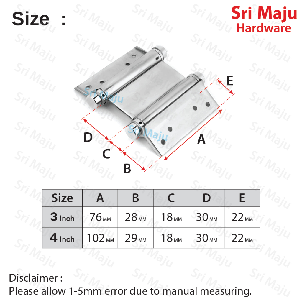 MAJU Cowboy Stainless Steel Double Action Door Spring Hinge Clinic Self ...