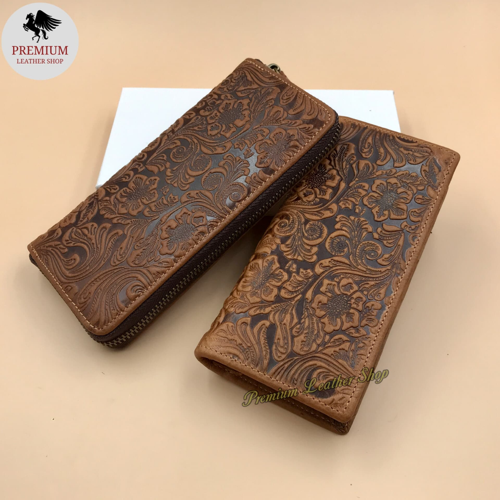 Rush Rider Long Clutch Wallet Zip Full Grain Cow Leather Purse Dompet ...