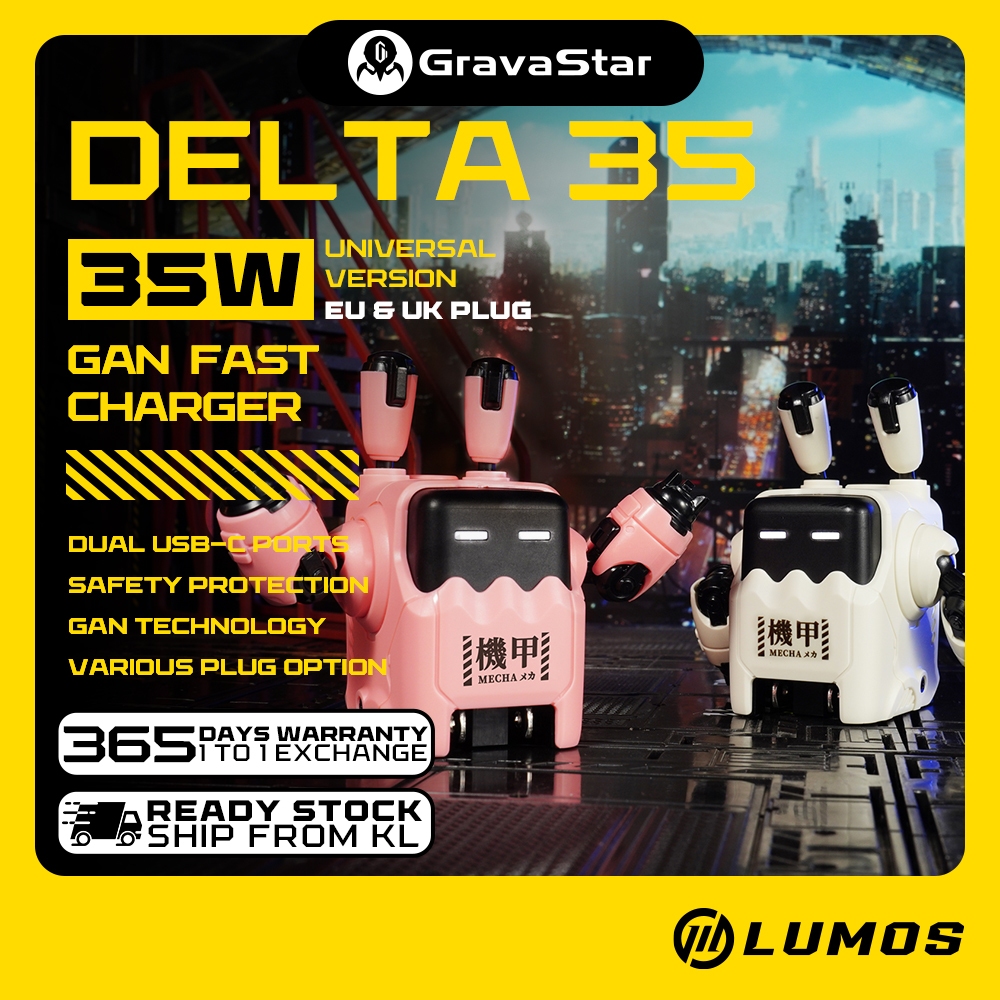 Gravastar Delta 35W Fast Wall Charger (Gan 35w) Double-Device Charging ...